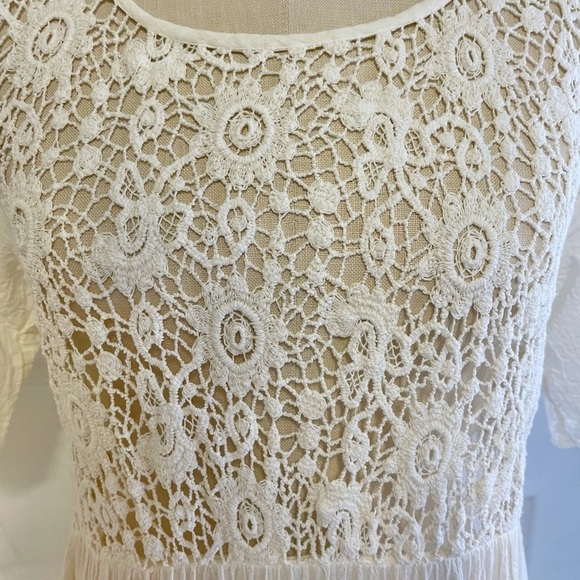 Vintage Style Boho Romantic Cottagecore Dress Crochet Embroidered Maxi Medium - Picture 4 of 10